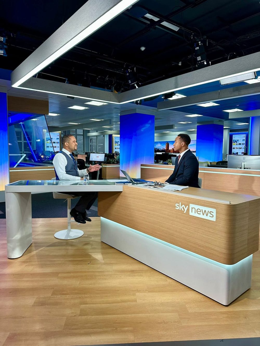 Louis Stedman-Bryce being interviewed in the Sky News studio